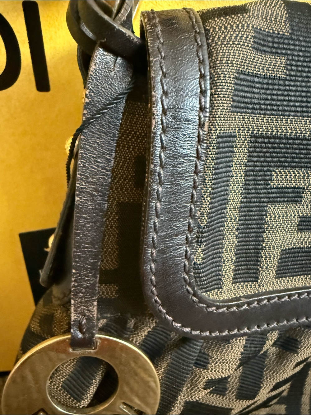 Fendi Brown FF Logo Canvas Shoulder Bag with Charm - Picture 3 of 11